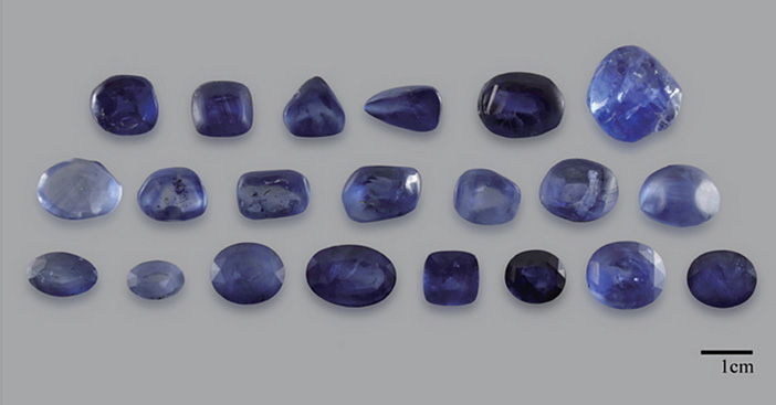 The same sapphires after HT+P treatment. As with conventional treatments, results vary according to the chemical makeup of the starting material.
