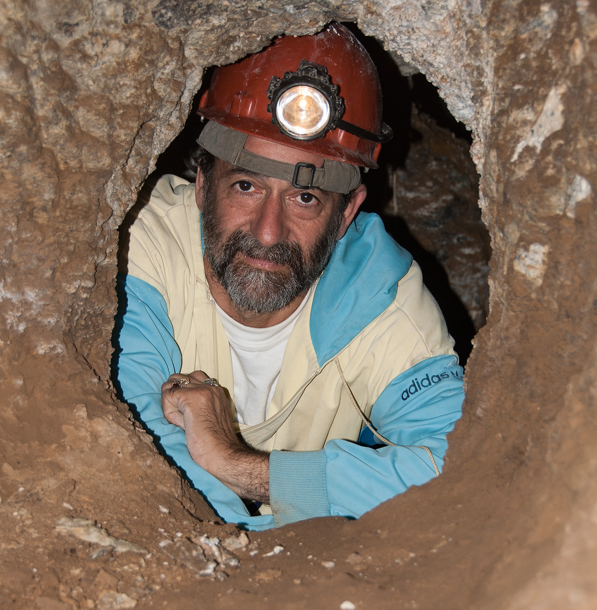 Dana Schorr in the ancient galleries at Tajikistan's Kuh-i-Lal spinel mines. Click on the image for a larger view. Author's photo, 2006
