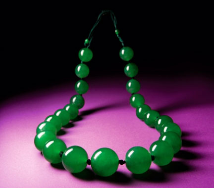 Figure 11. A then record price at auction for jadeite jade was set in 2012 when this necklace sold for US$13 million.  Image © Tiancheng International