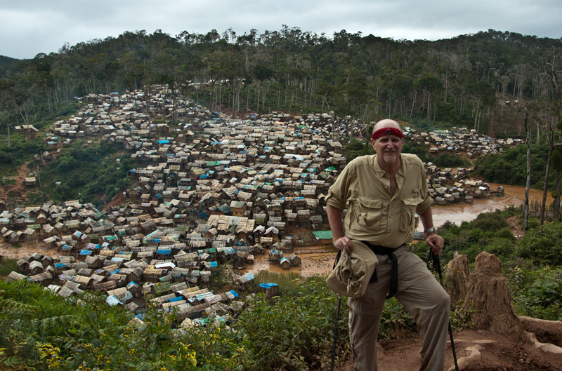 The author above the village of Moramanga, where 15,000 people claw rubies from the bush. Photo: Richard W. Hughes