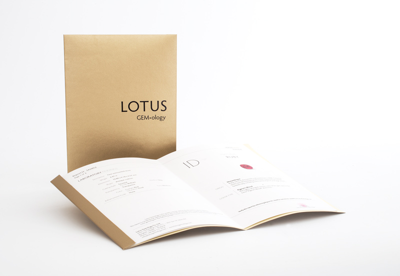 The Lotus softcover report. Compact and affordable, it puts all of the important information about a gem at your fingertips.