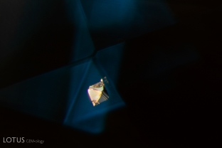 A euhedral octahedral crystal in this cobalt spinel is a reflection of spinel’s crystal structure.