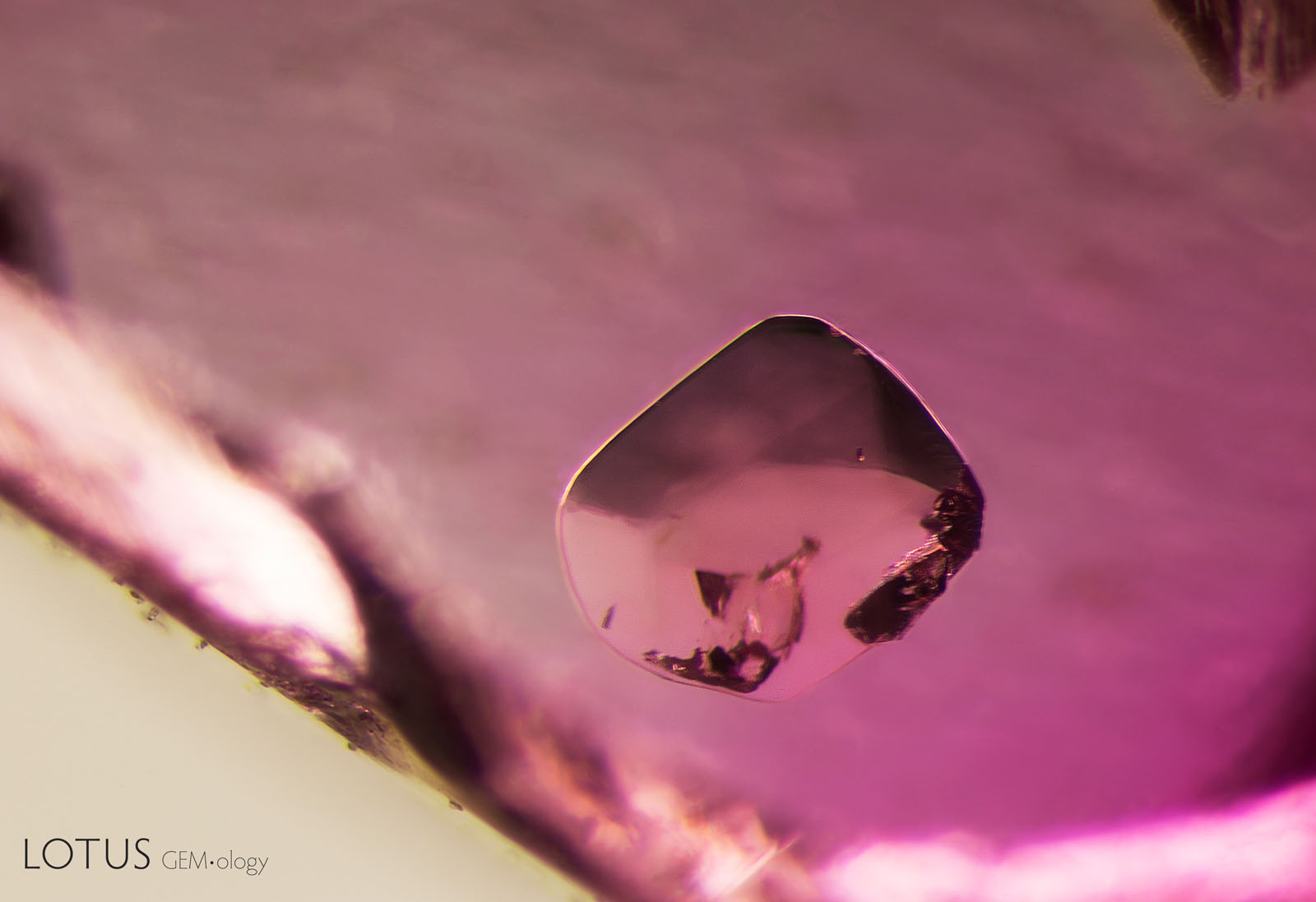 Spinel crystals, such as this one in sample 15, were seen frequently in the Burmese ruby samples.