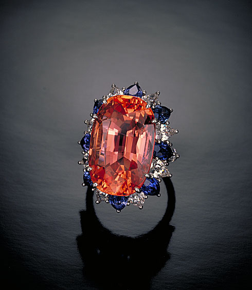 Figure 12. Along with the crystal in Figure 3, this 30-ct. padparadscha from Sri Lanka was cited by Robert Crowningshield as the epitome of the variety. Photo © Tino Hammid.
