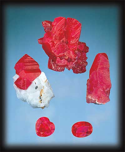 Rough and cut rubies from Burma, Vietnam and Afghanistan. Photo: Harold & Erica Van Pelt; Gems: Pala International
