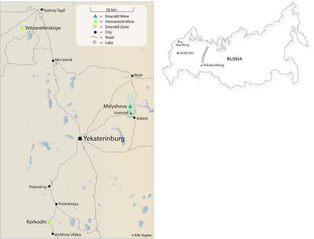 Lotus Gemology Bangkok: Map of the Russian emerald mines near Yekaterinburg