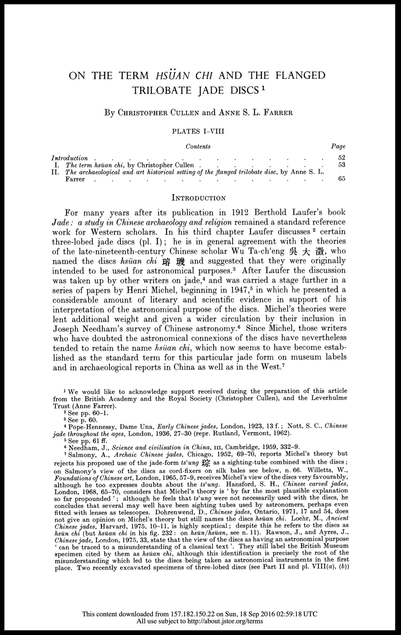 On the term hsüan chi" and the flanged trilobate jade discs"