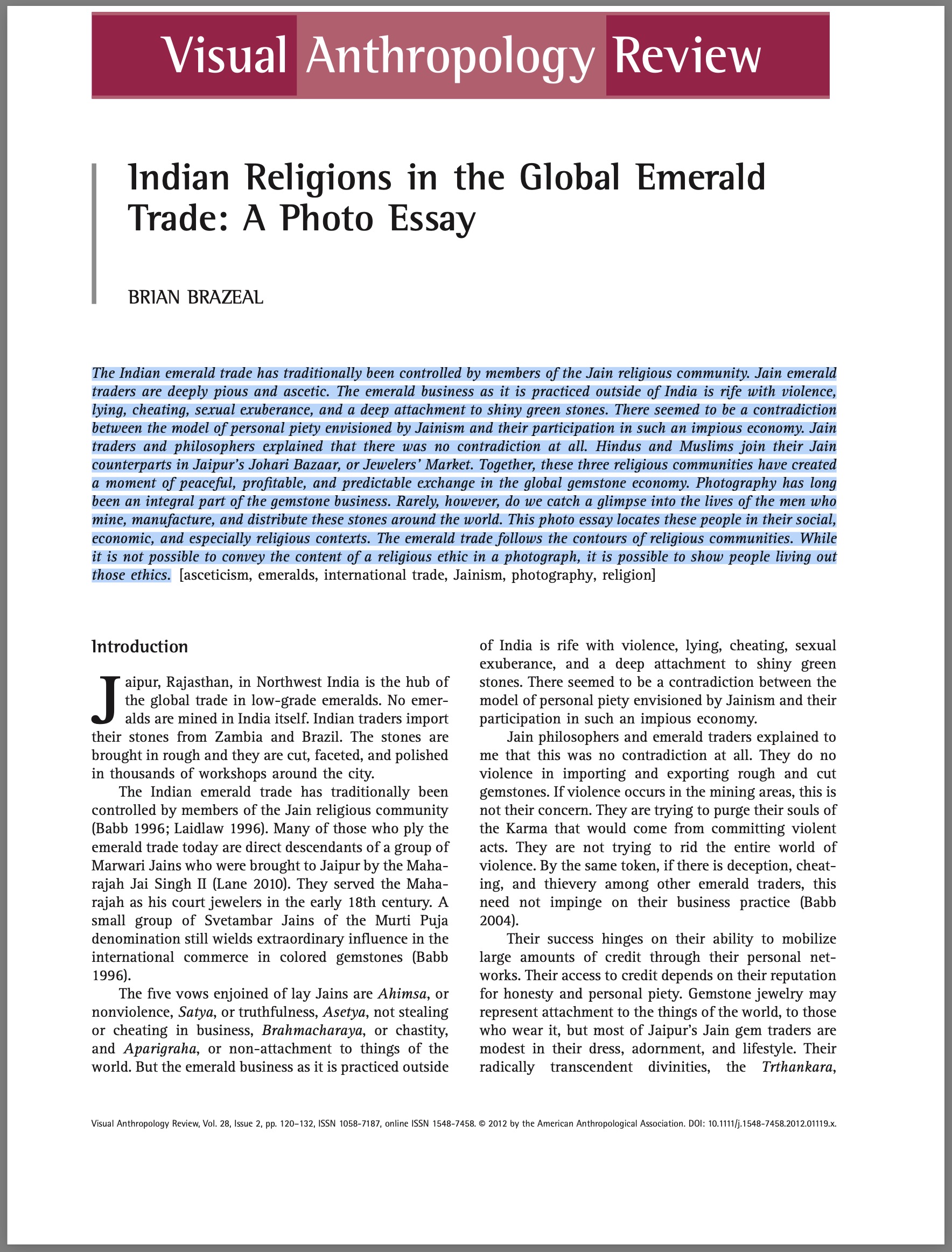 Indian religions in the global emerald trade