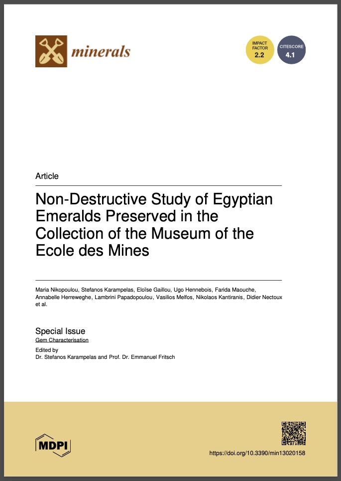 Non-destructive study of Egyptian emeralds preserved in the collection of the museum of the Ecole des Mines