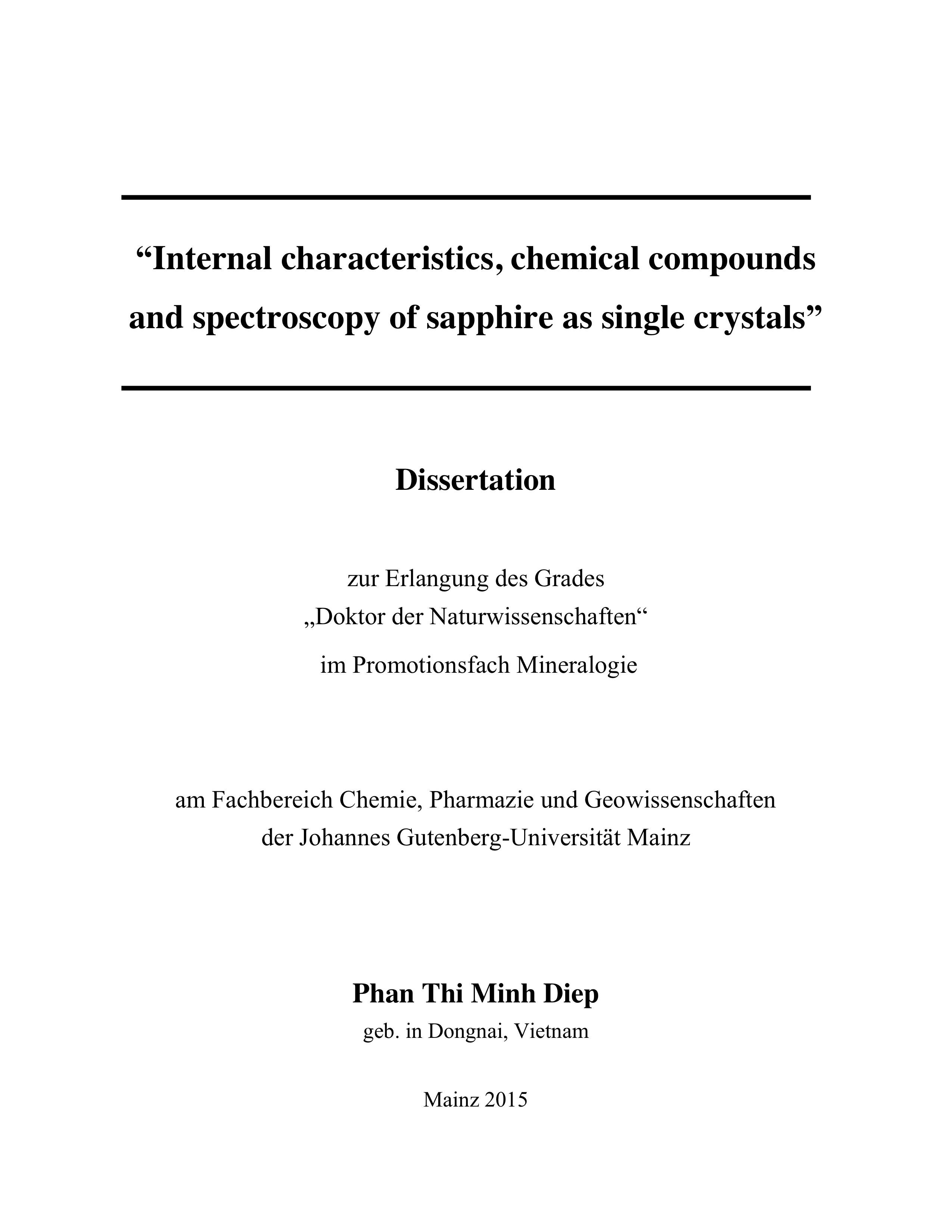 Internal Characteristics, Chemical Compounds and Spectroscopy of Sapphire as Single Crystals