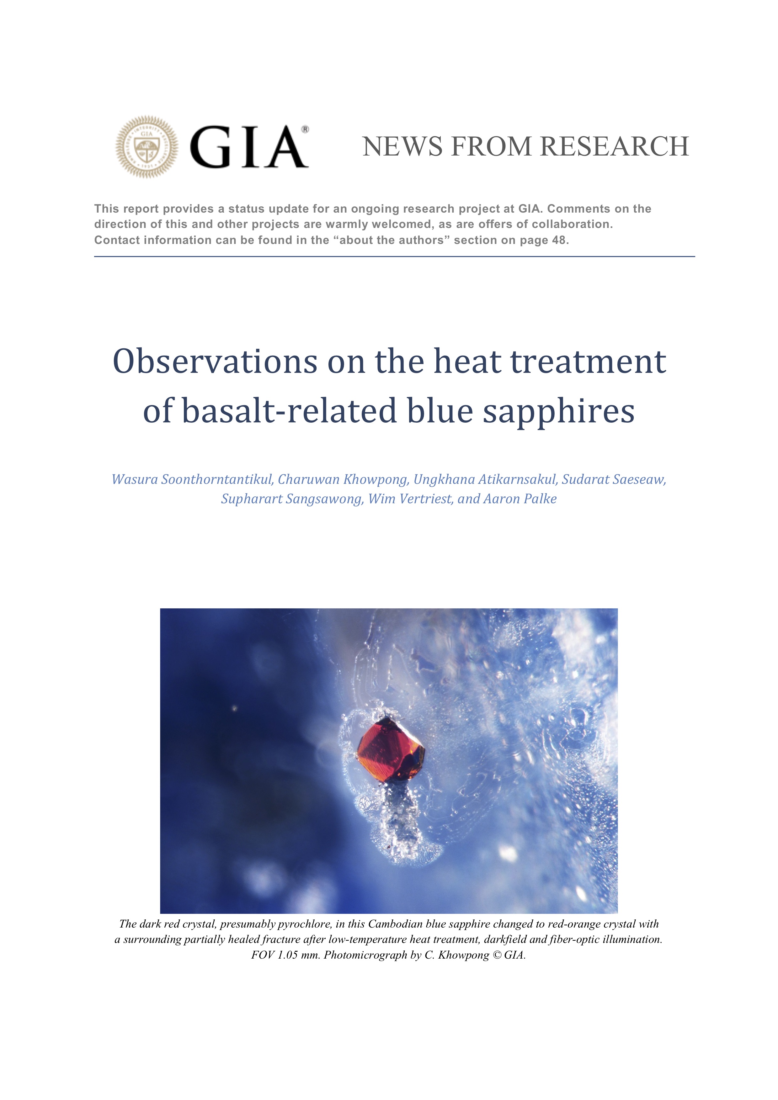 Observations on the heat treatment of basalt-related blue sapphires