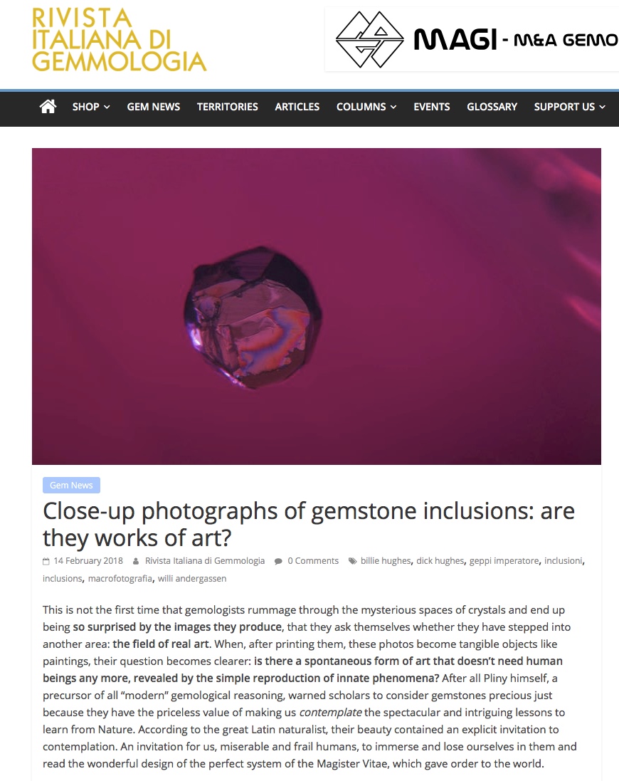Close-up photographs of gemstone inclusions: Are they works of art?