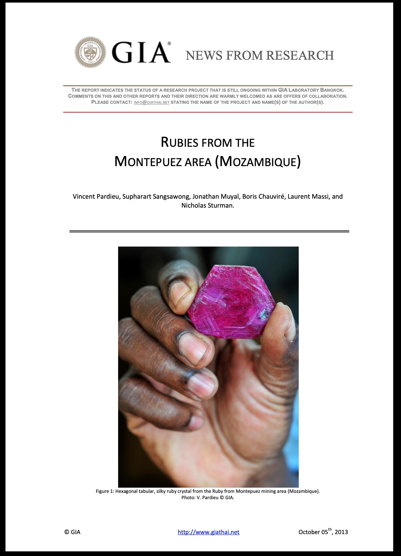 Rubies from the Montepuez area (Mozambique)