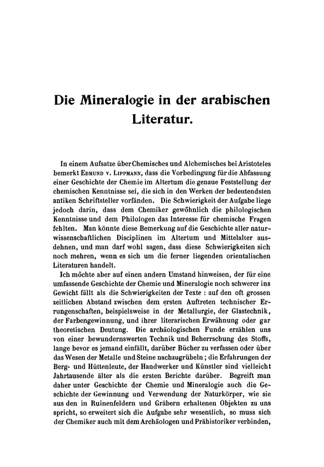 Die Mineralogie in der arabischen Literatur