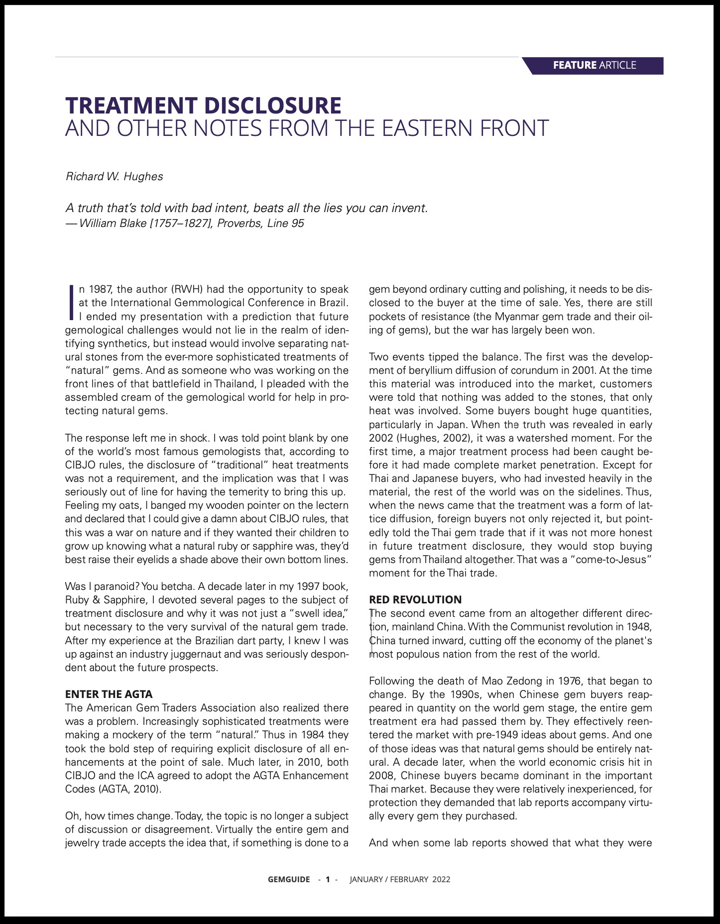 Treatment disclosure and other notes from the Eastern front
