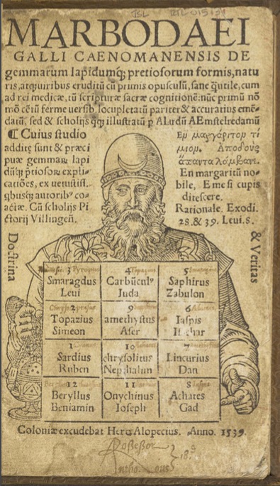 Marbo Dei Galli Poetae Ve tustissimi de lapidibus pretiosis Encheri dion, cum scholijs Pictorij Vil lingensis