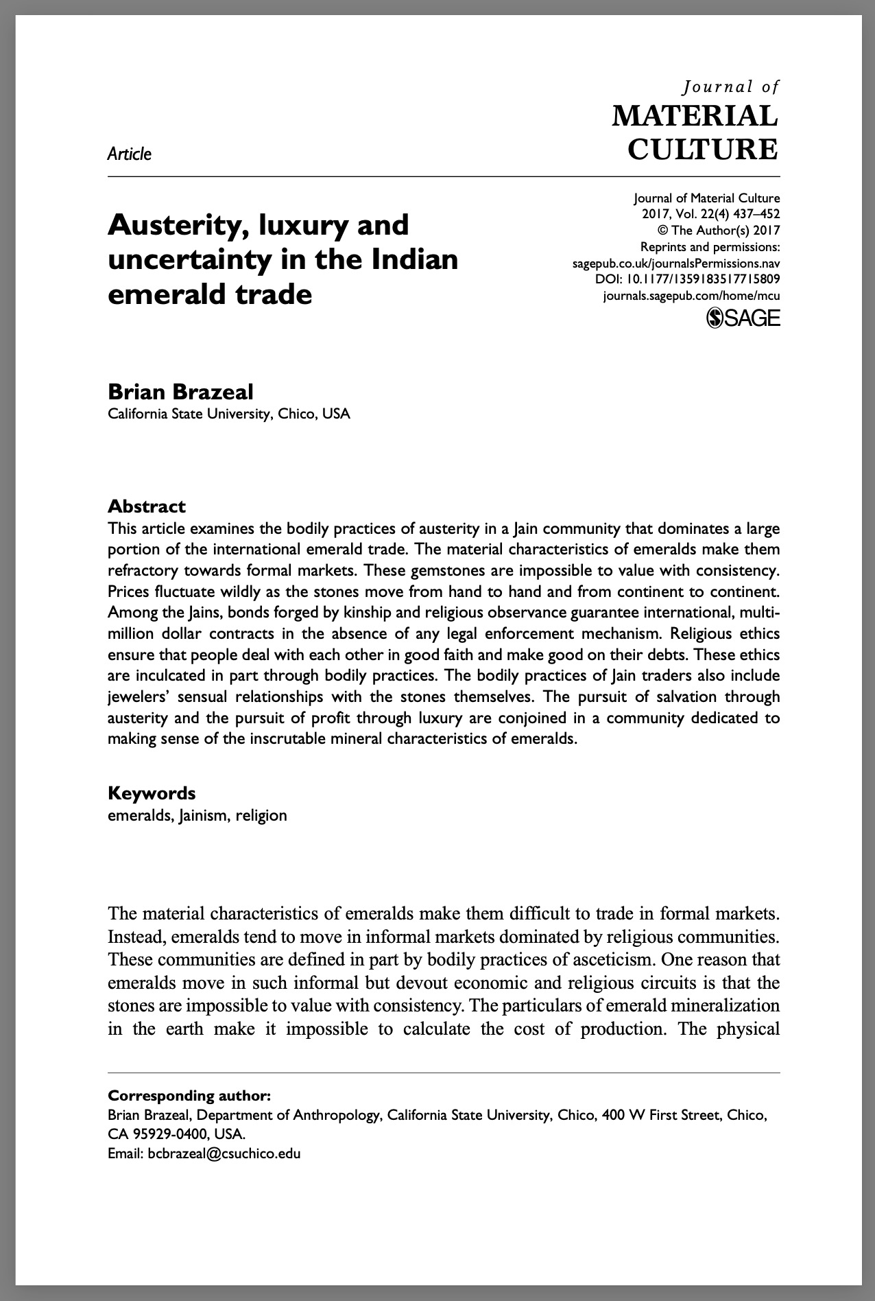 Austerity, luxury and uncertainty in the Indian emerald trade