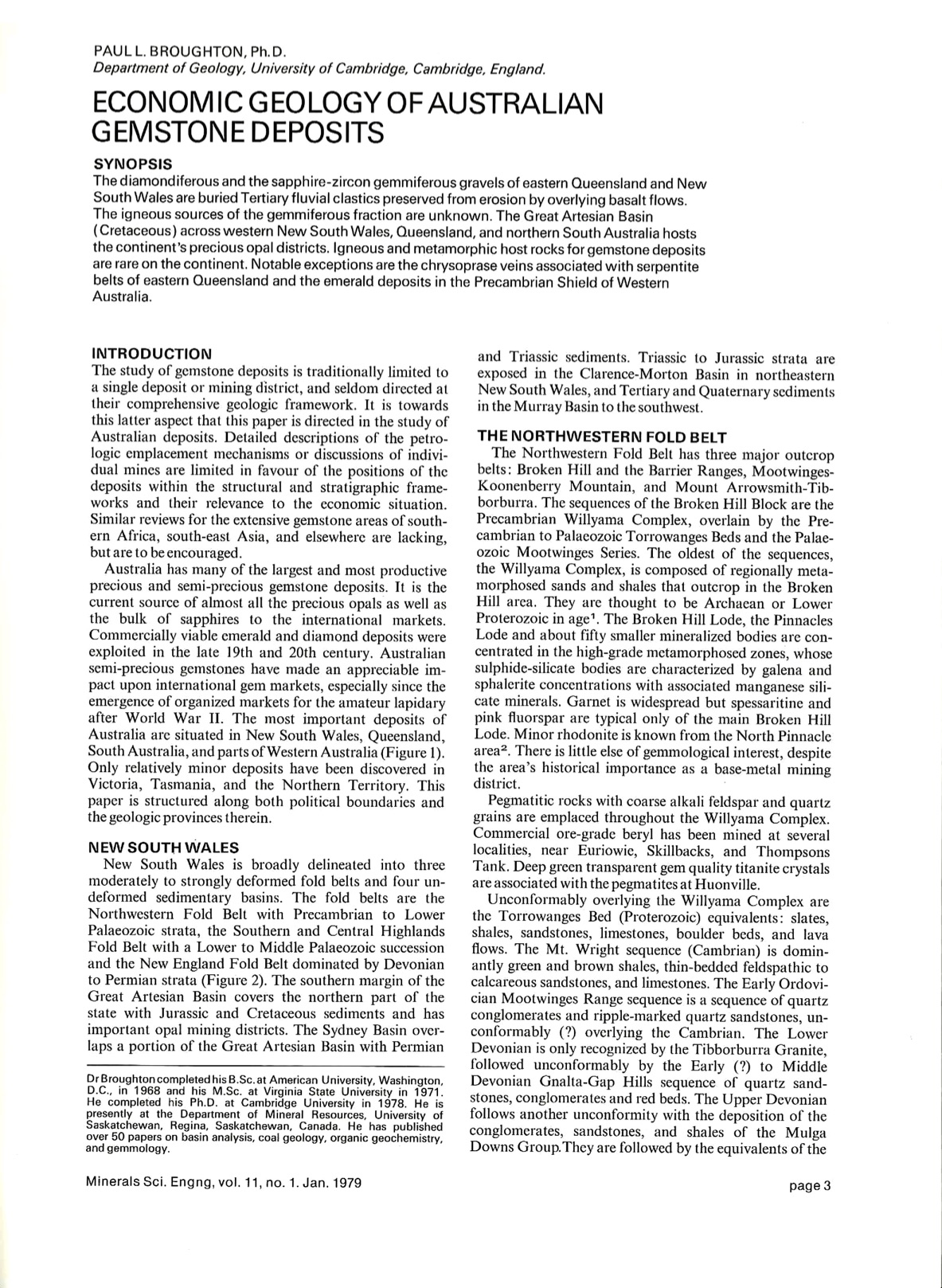 Economic geology of Australian gemstone deposits
