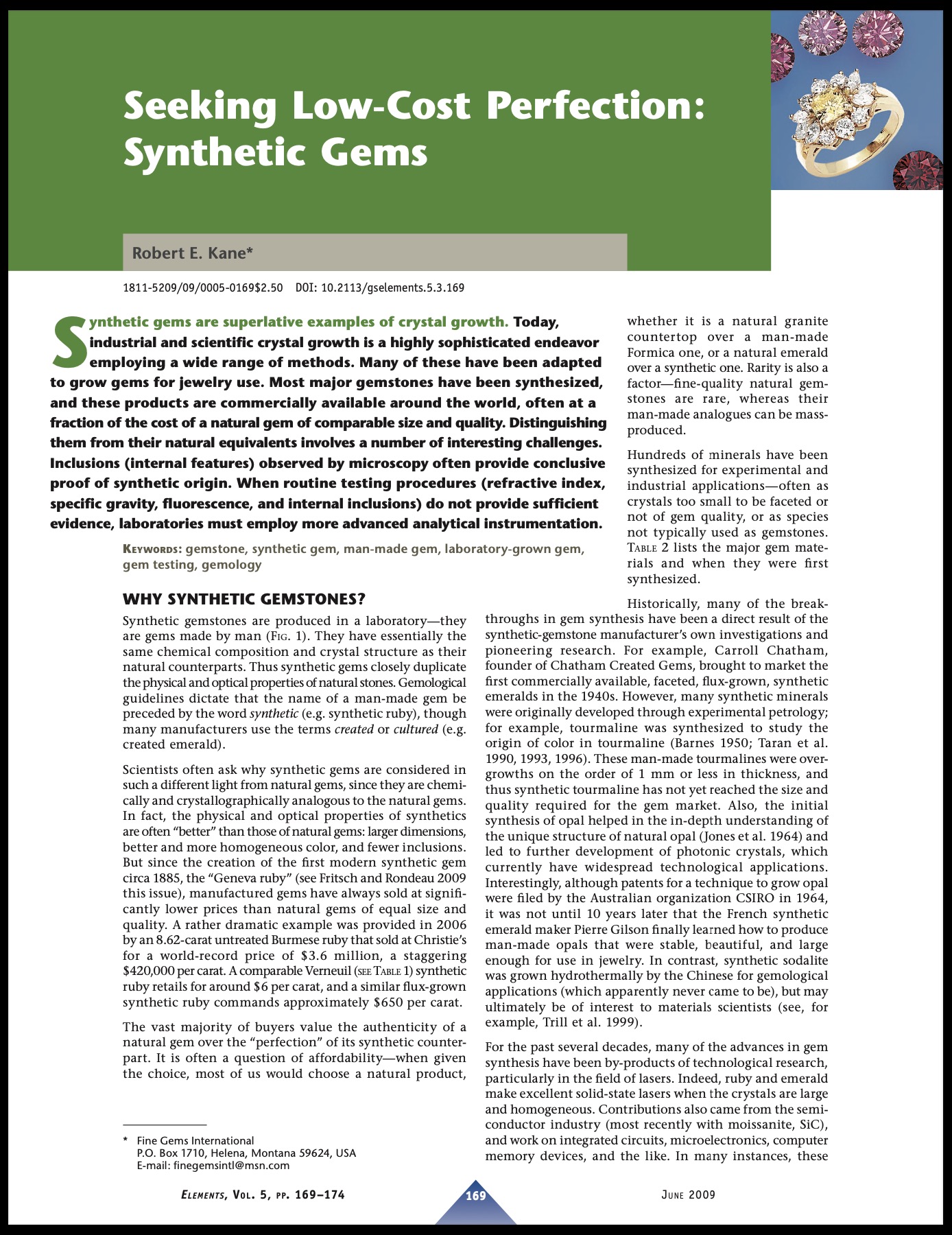 Seeking low-cost perfection: Synthetic gems
