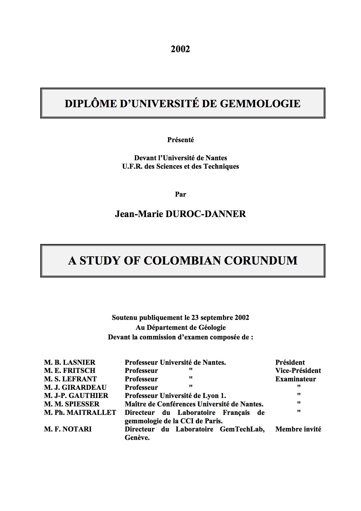 A Study of Colombian Corundum