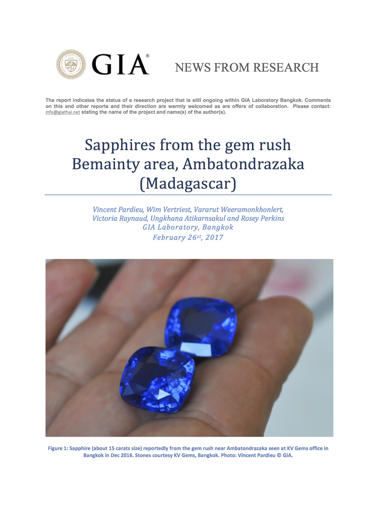 Sapphires from the gem rush Bemainty area, Ambatondrazaka (Madagascar)