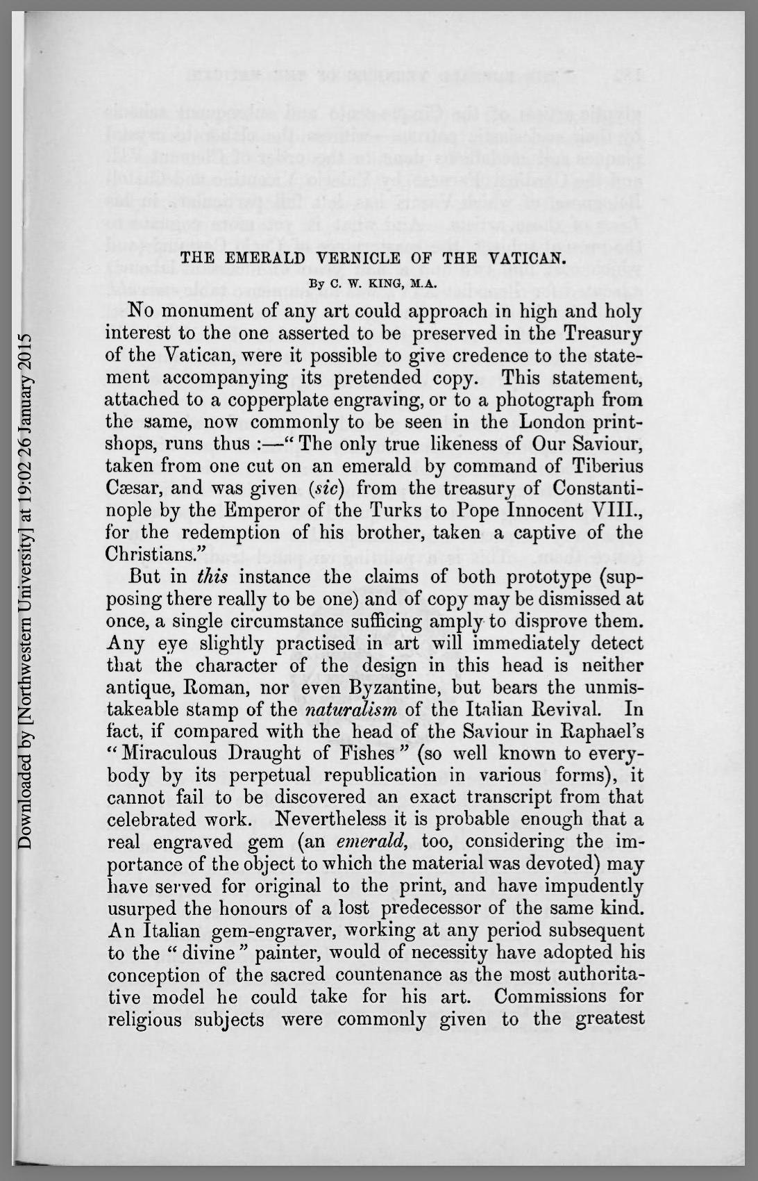 The emerald vernicle of the Vatican