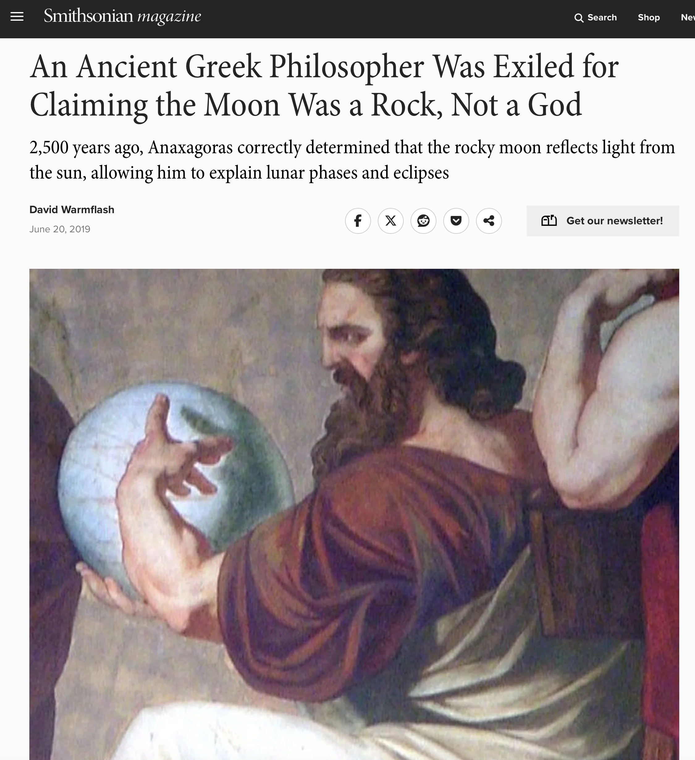 An ancient Greek philosopher was exiled for claiming the moon was a rock, not a god