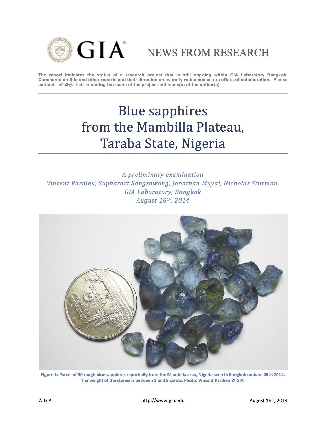 Blue sapphires from the Mambilla Plateau, Taraba State, Nigeria