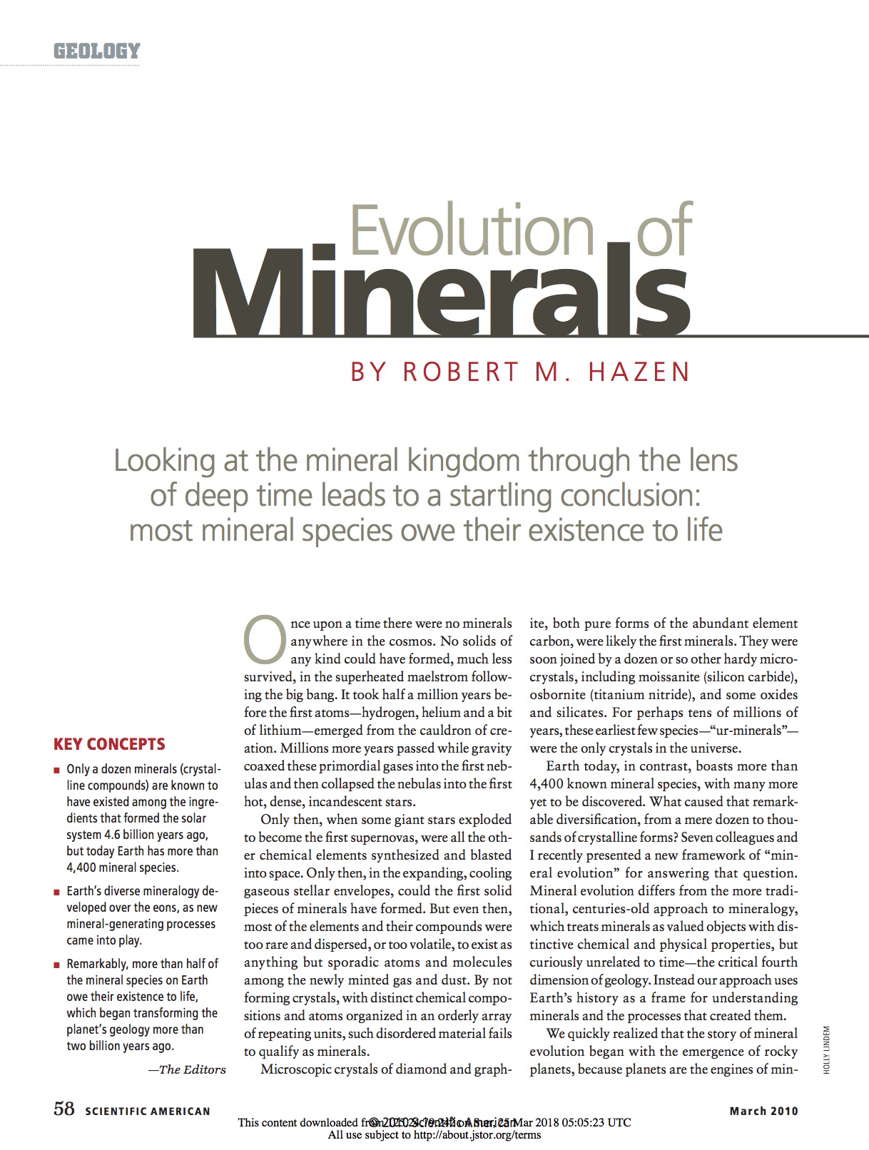 Evolution of minerals