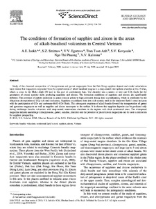 The conditions of formation of sapphire and zircon in the areas of alkali-basaltoid volcanism in Central Vietnam