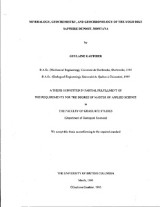 Mineralogy, Geochemistry, and Geochronology of the Yogo Dike Sapphire Deposit, Montana