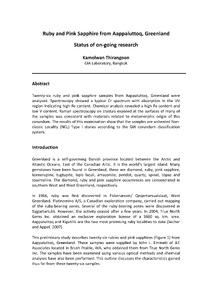 Ruby and Pink Sapphire from Aappaluttoq, Greenland: Status of on‐going research