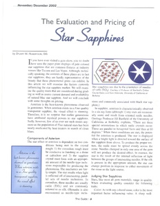 The evaluation and pricing of star sapphires