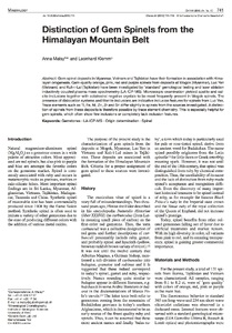 Distinction of gem spinels from the Himalayan mountain belt