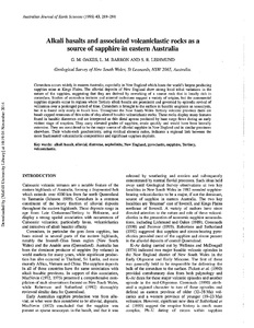 Alkali basalts and associated volcaniclastic rocks as a source of sapphire in eastern Australia
