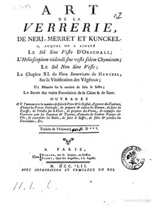Art de la verrerie, de Neri, Merret et Kunckel