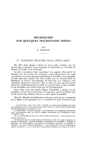 Recherches sur quelques inscriptions mônes