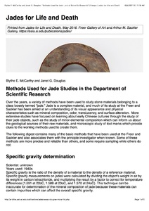 Methods Used for Jade Studies in the Department of Scientific Research