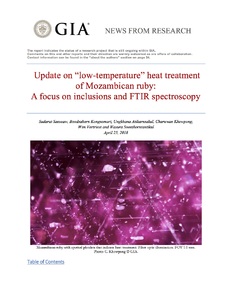 Update on “low-temperature” heat treatment of Mozambican ruby: A focus on inclusions and FTIR spectroscopy
