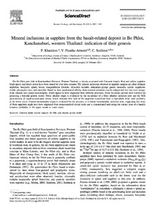 Mineral inclusions in sapphire from the basalt-related deposit in Bo Phloi, Kanchanaburi, western Thailand: indication of their genesis