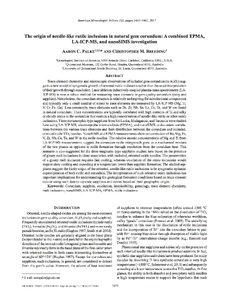 The origin of needle-like rutile inclusions in natural gem corundum: A combined EPMA, LA-ICP-MS, and nanoSIMS investigation