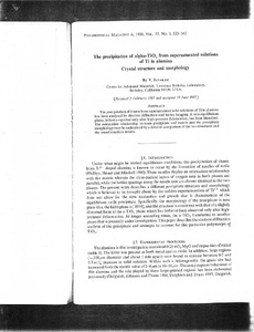 The precipitation of alpha TiO2 from supersaturated solutions of Ti in alumina: Crystal structure and morphology