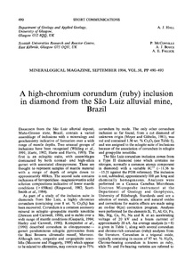 A high-chromium corundum (ruby) inclusion in diamond from the Sao Luis alluvial mine, Brazil