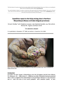 Expedition Report to the Ruby Mining Sites in Northern Mozambique (Niassa and Cabo Delgado Provinces)