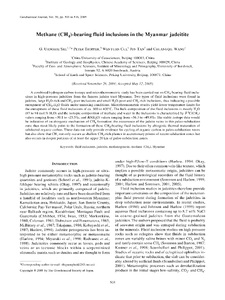 Methane (CH₄)-bearing fluid inclusions in the Myanmar jadeitite