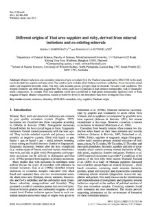 Different origins of Thai area sapphire and ruby, derived from mineral inclusions and co-existing minerals