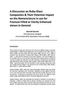 A Discussion on Ruby-Glass Composites & Their Potential Impact on the Nomenclature in use for Fracture‐Filled or Clarity Enhanced stones in General