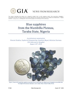 Blue sapphires from the Mambilla Plateau, Taraba State, Nigeria